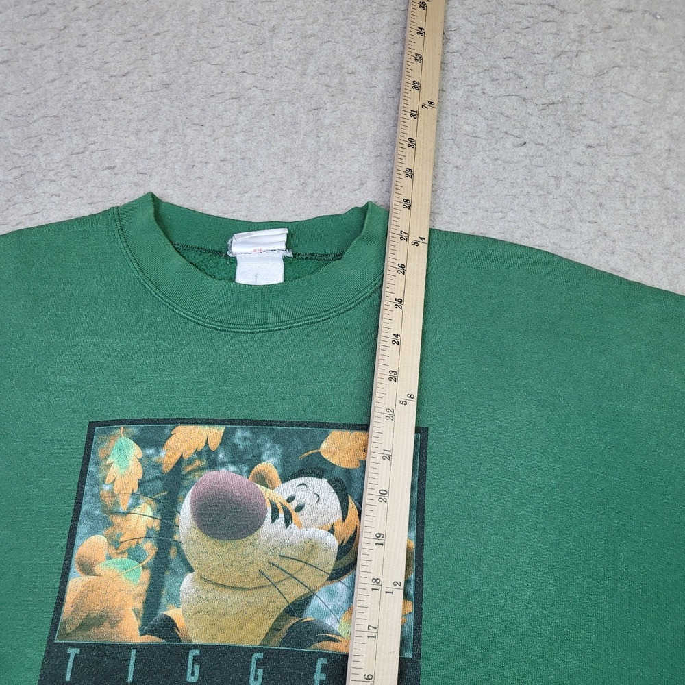 Vintage 90s Disney Store Tigger Sweatshirt XL Green Sketch Crewneck Made in USA - Picture 7 of 8